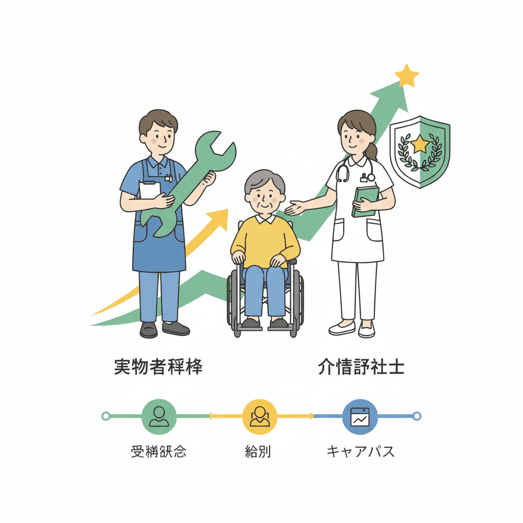 実務者研修と介護福祉士の違い・関係【受験資格・給料・キャリアパス】
