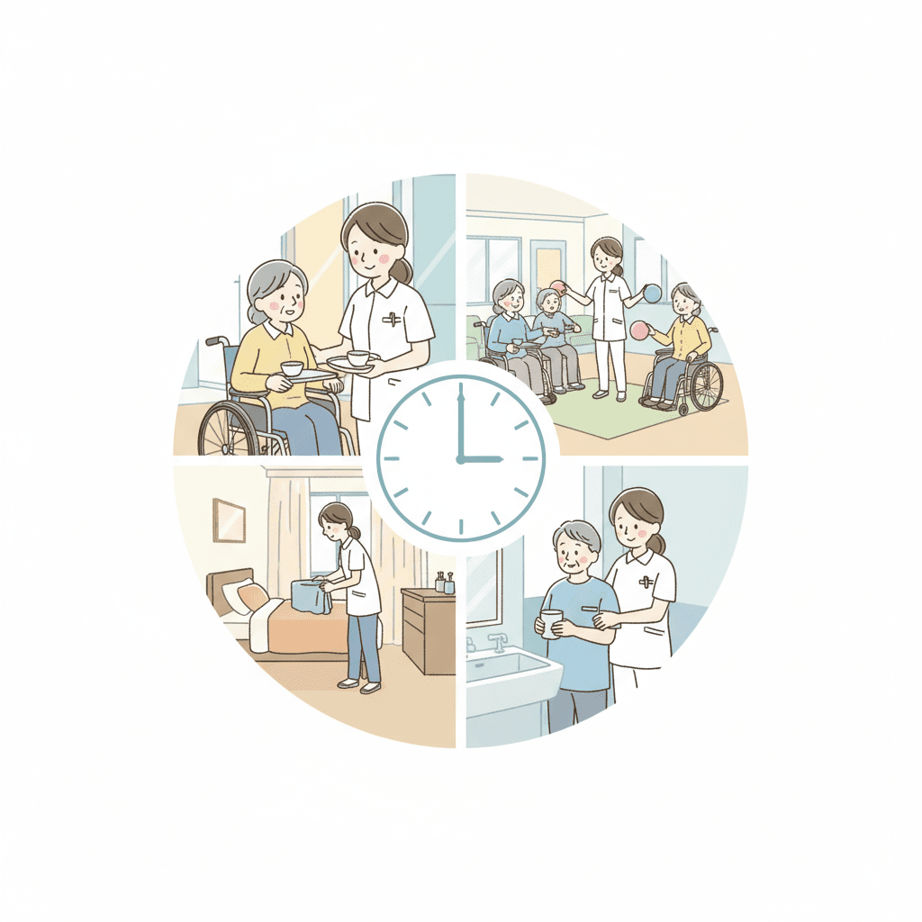 老健の1日の流れ｜介護職員のスケジュールを日勤・夜勤別に解説