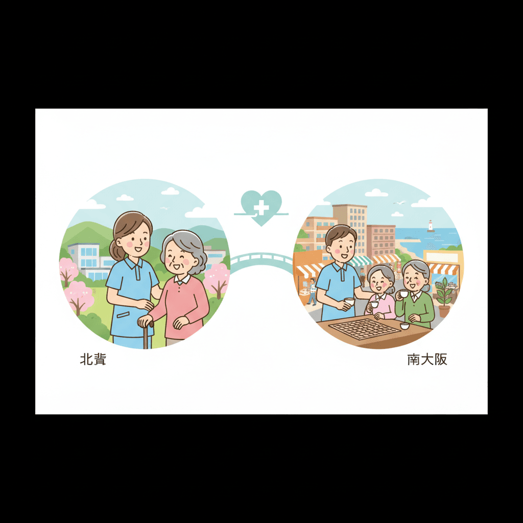 大阪府で介護職|北摂と南大阪どっちがいい?エリア別特徴比較