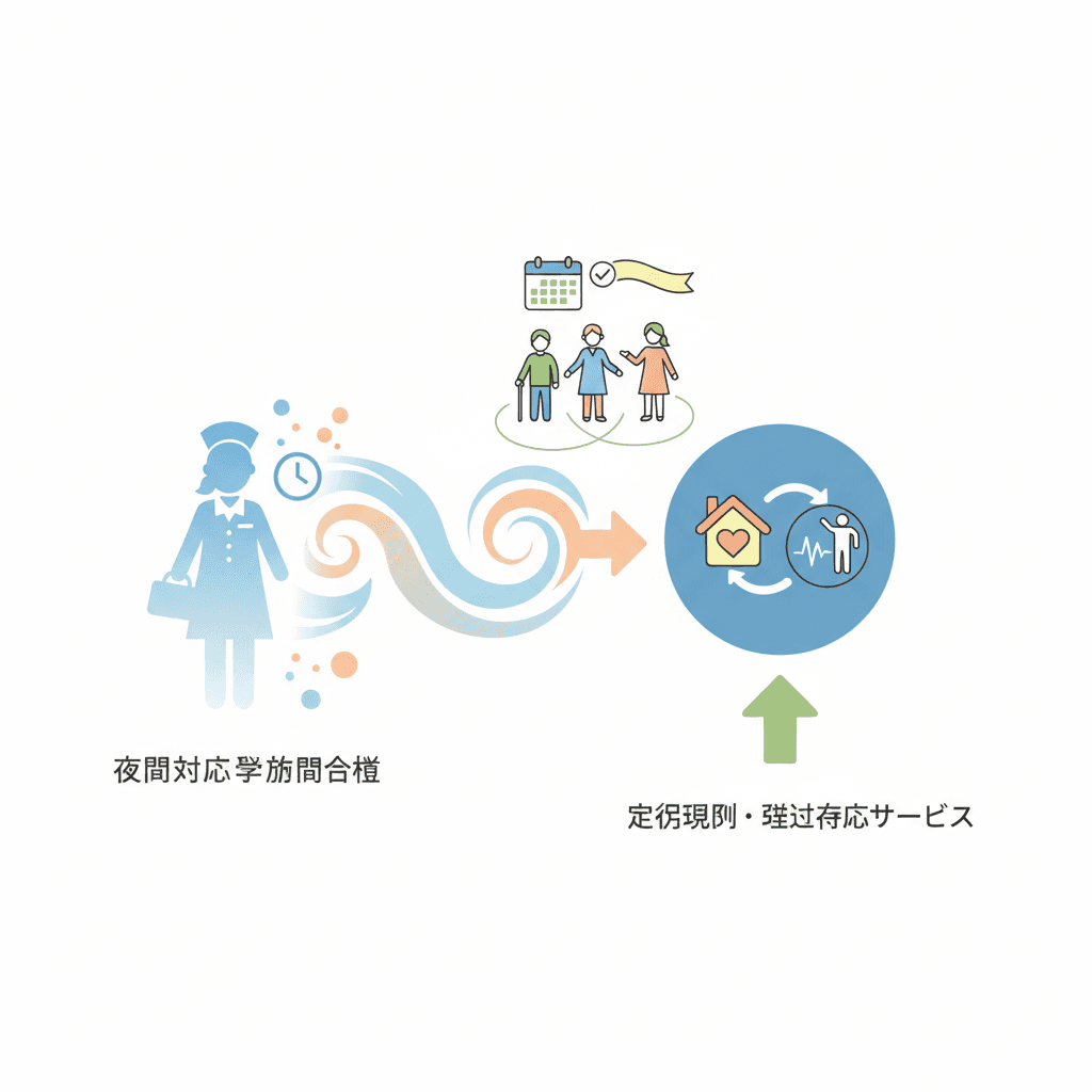 夜間対応型訪問介護の廃止が閣議決定|定期巡回・随時対応サービスへ統合・現場への影響【2026年4月】