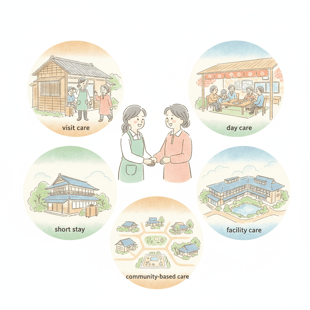 介護保険サービス26種類を一覧で比較|訪問・通所・施設・地域密着型の使い分け
