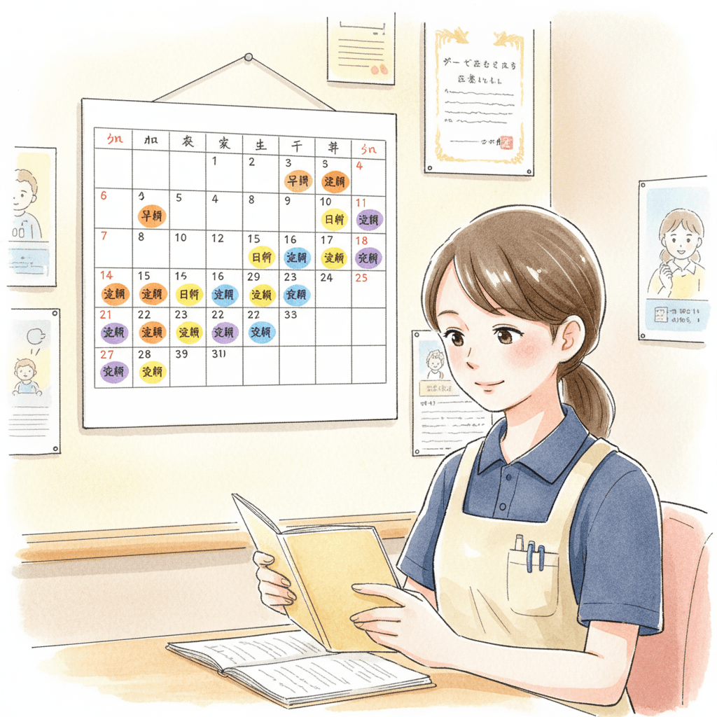 介護正社員のシフト実態|施設タイプ別の勤務パターン・夜勤回数・休日日数