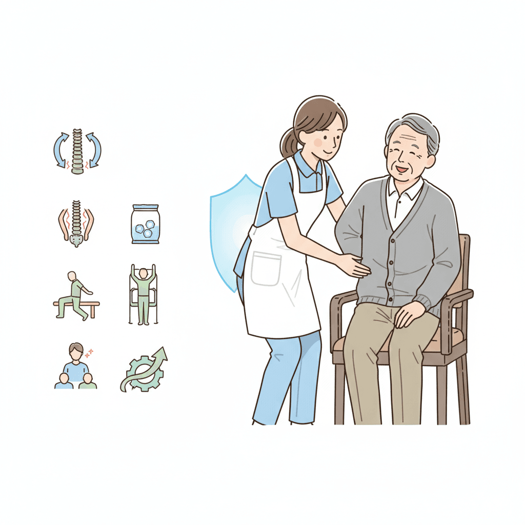介護職の腰痛対策完全ガイド|予防法・ストレッチ・労災認定・転職の選択肢