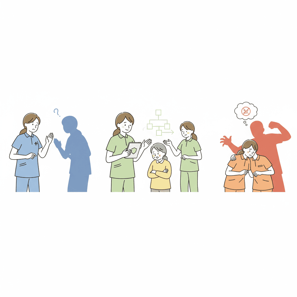 介護現場のカスタマーハラスメント対応|厚労省マニュアルに沿った3類型とフレーズ別対応