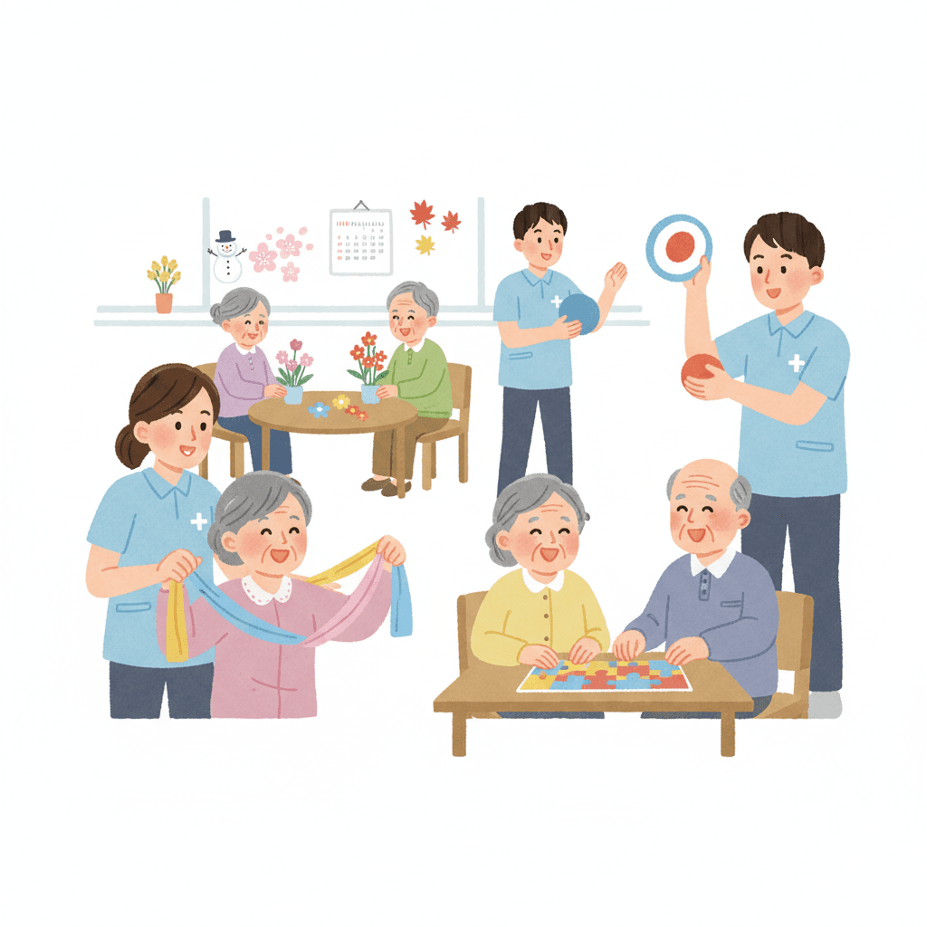 老健(介護老人保健施設)のレクリエーション完全ガイド|リハビリ目的のレク内容・季節行事・職員の役割【2026年版】
