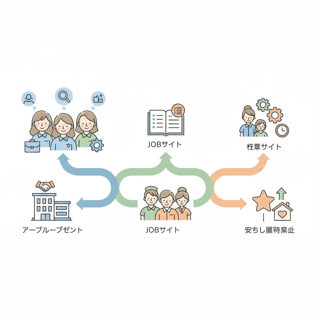 介護転職エージェント・求人サイト・派遣会社の使い分け|目的別ベストな組み合わせ3パターン
