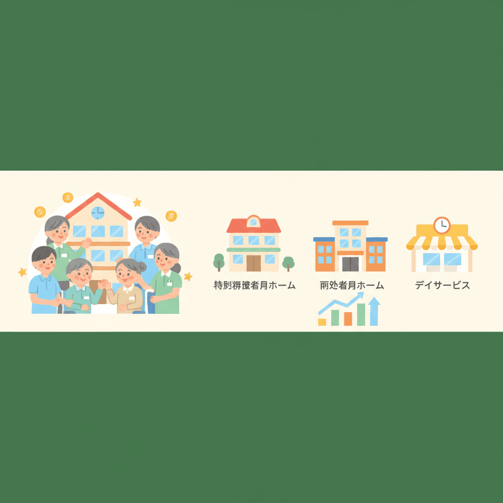 介護職ボーナス相場を施設タイプで比較|特養79万・有料56万・デイ52万の差はなぜ生まれるか