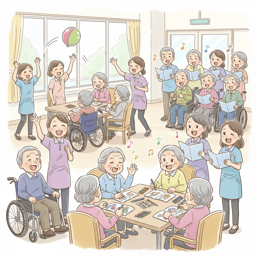 介護レクリエーションのネタ40選|要介護度別・道具なし・脳トレ・季節別アイデア集【2026年版】