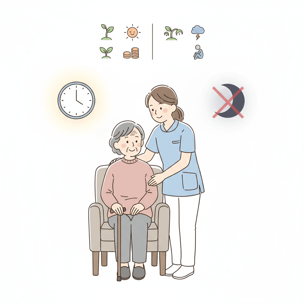 日勤のみ介護職はきつい?夜勤なしの実態とメリット・デメリット