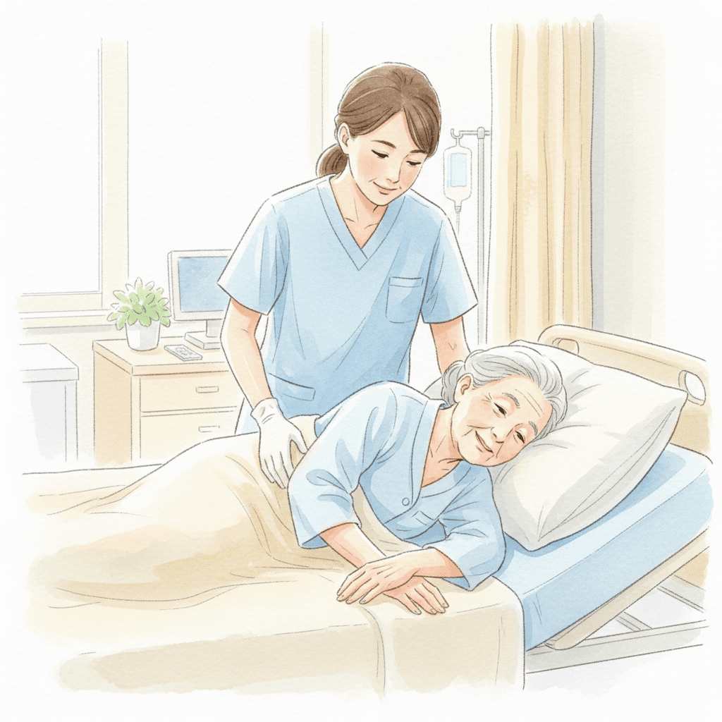 介護の体位変換|仰臥位↔側臥位の手順とポジショニングのコツ