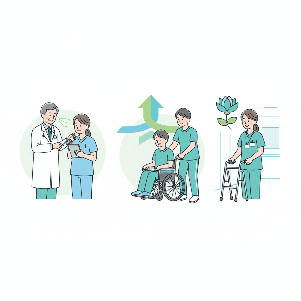 老健でボーナスアップを目指すスキルアップのイメージイラスト