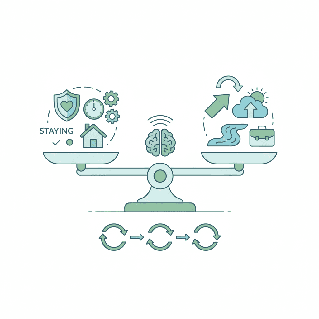 辞めるか続けるかの判断基準のイラスト