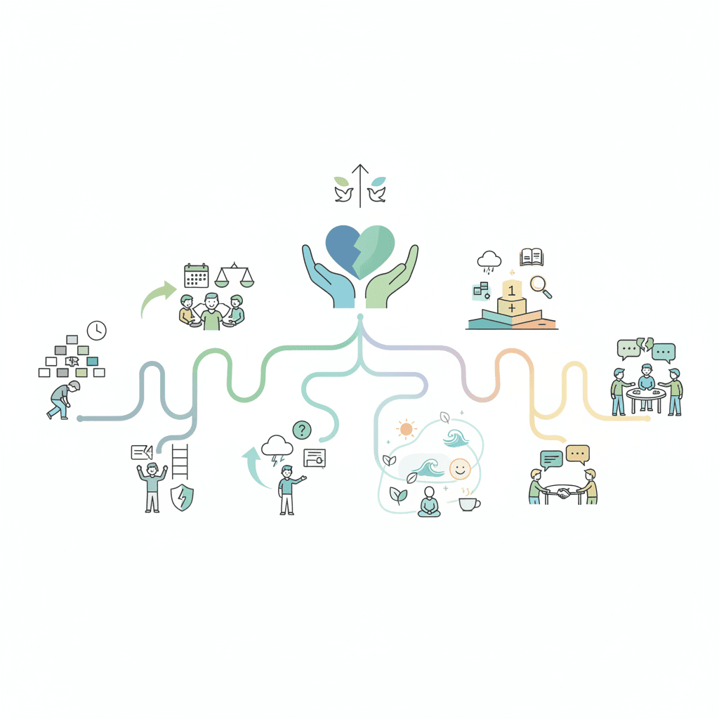 辞めたい理由別の対処法のイラスト