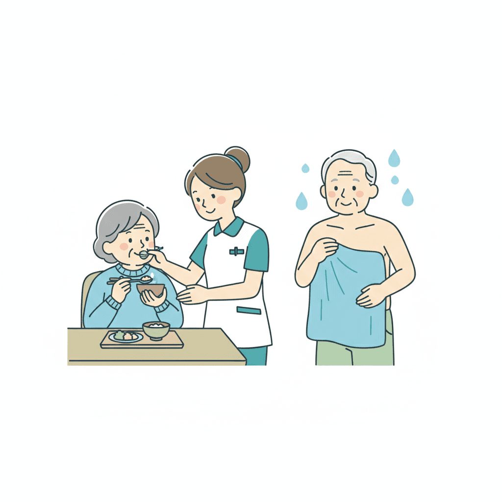 有料老人ホームでの仕事内容のイラスト