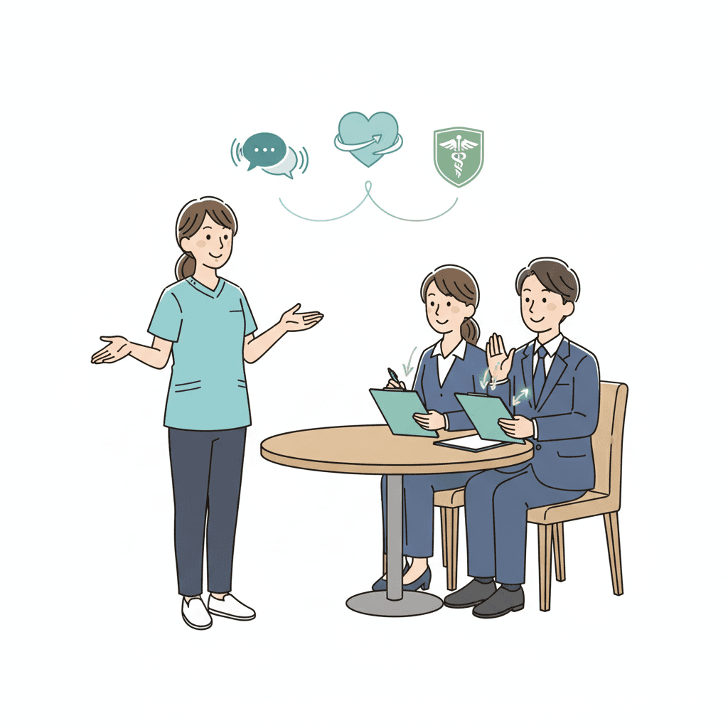 介護職の面接で見られるポイントのイラスト