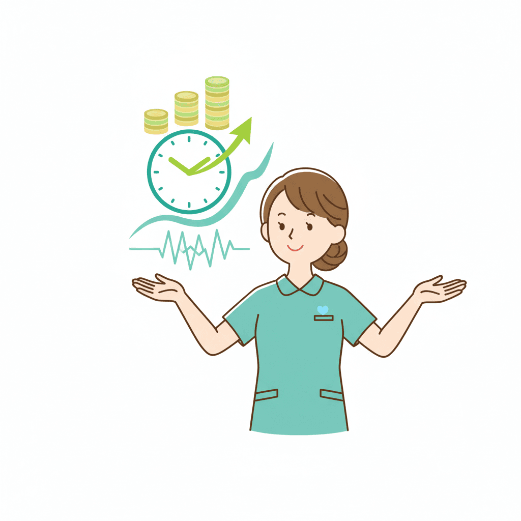 派遣介護士の時給・年収相場を表すイラスト