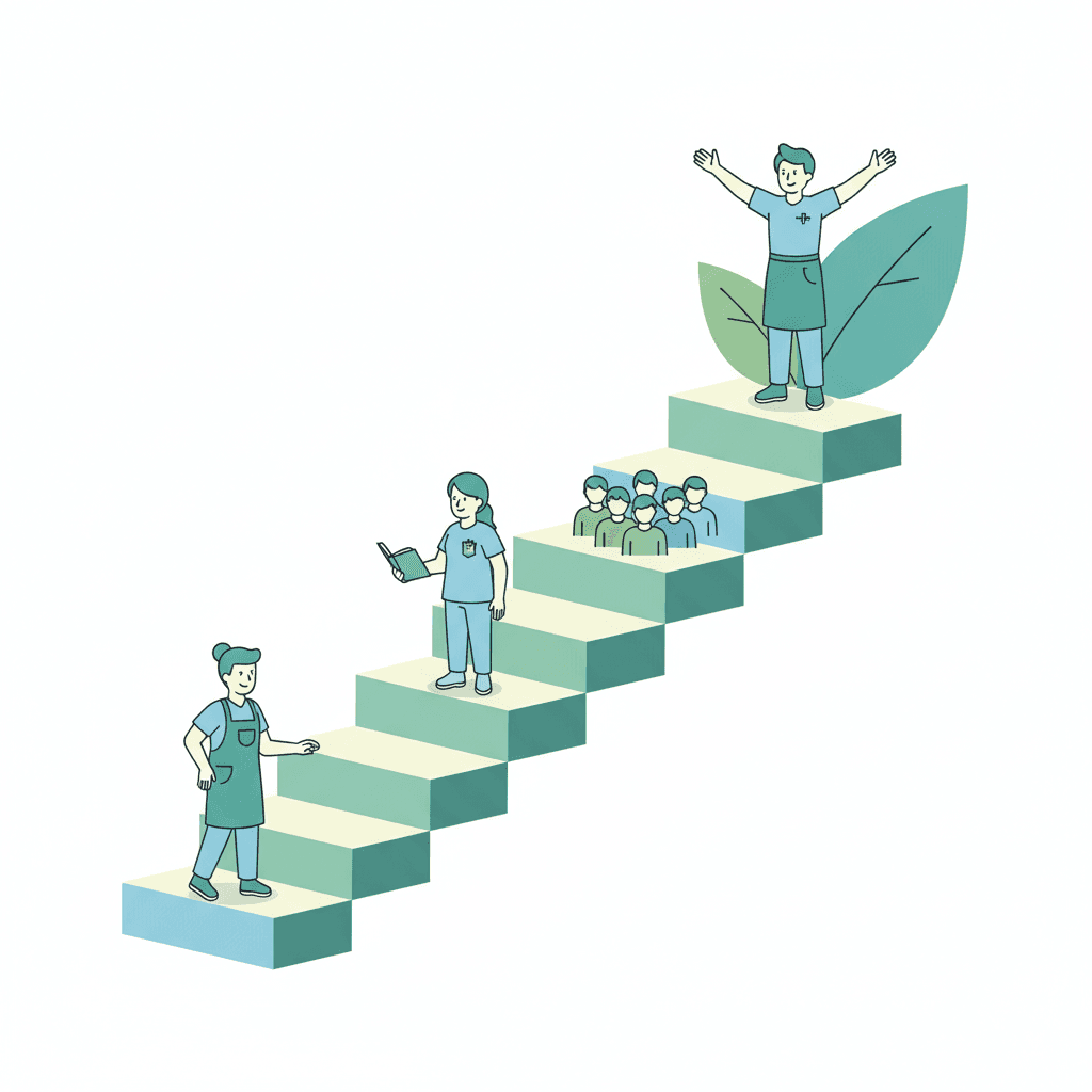 介護職のキャリアアップのロードマップイラスト