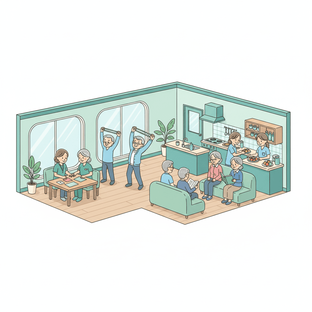 小規模多機能型居宅介護とはのイラスト