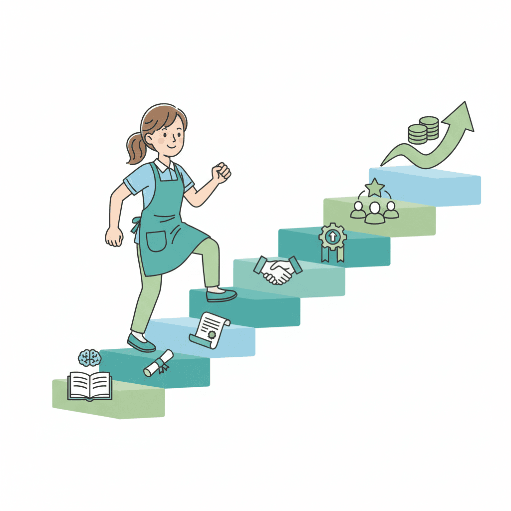 訪問介護の給料を上げる方法を表すイラスト