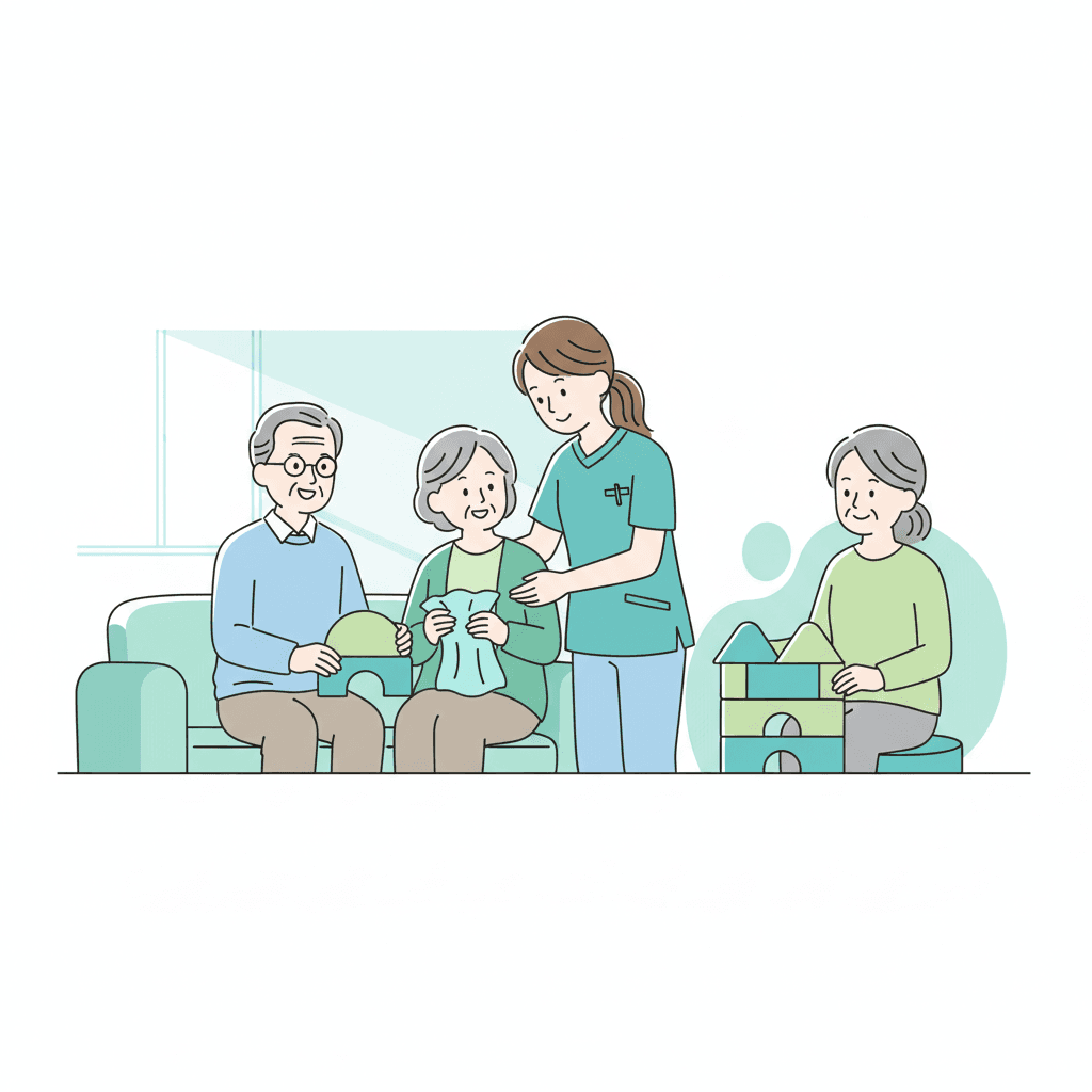 デイサービスで働く介護職員のイラスト