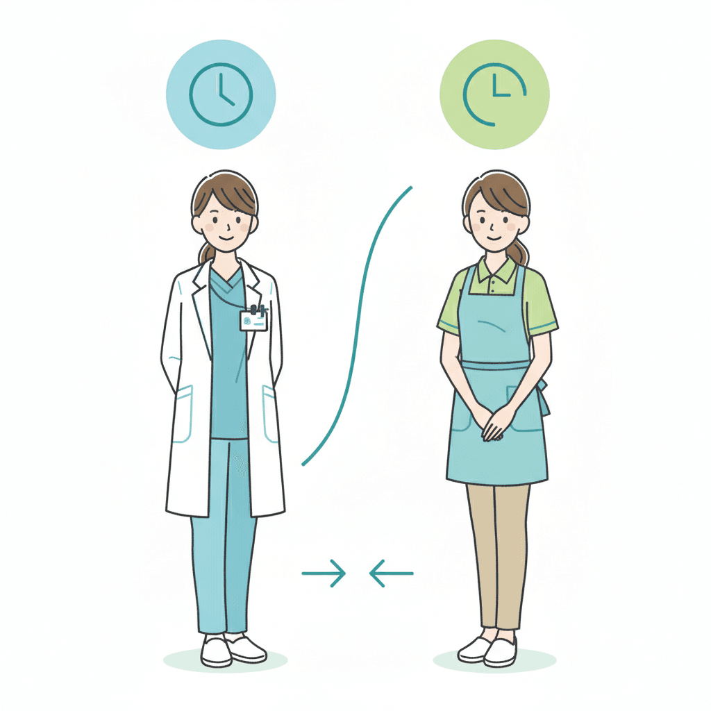 正社員とパート・派遣の働き方比較イラスト