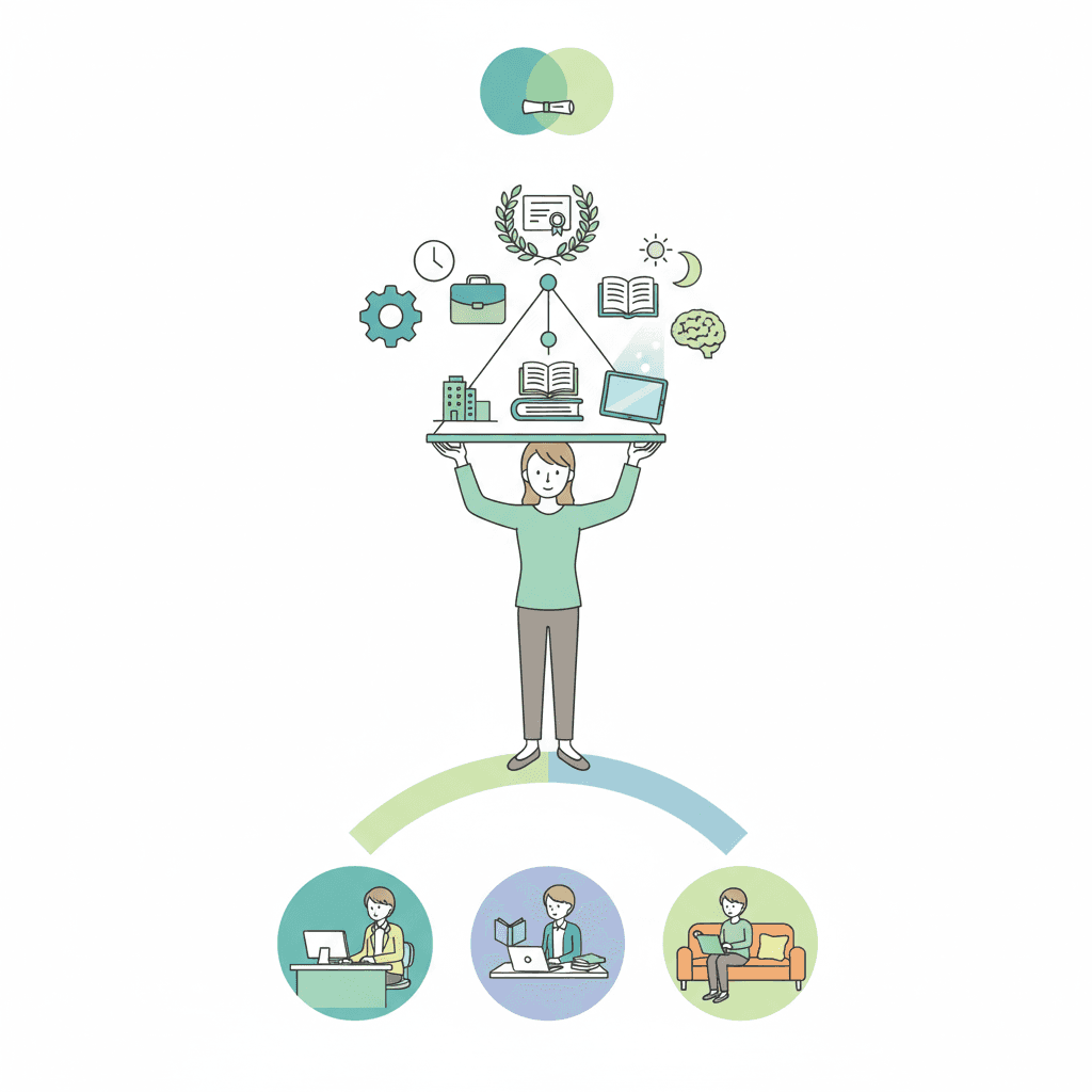 働きながら実務者研修を取る方法のイラスト