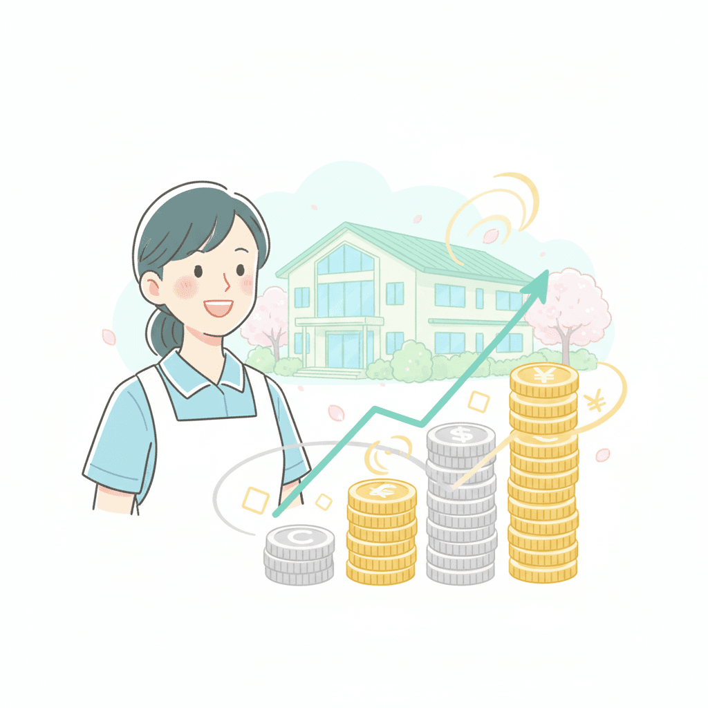 介護報酬改定による賃上げのイメージイラスト