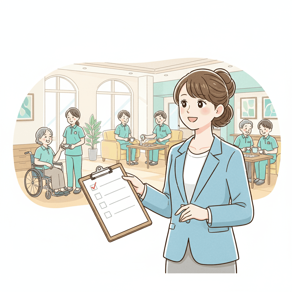 職場見学で人間関係の良い施設を見分けるイメージイラスト