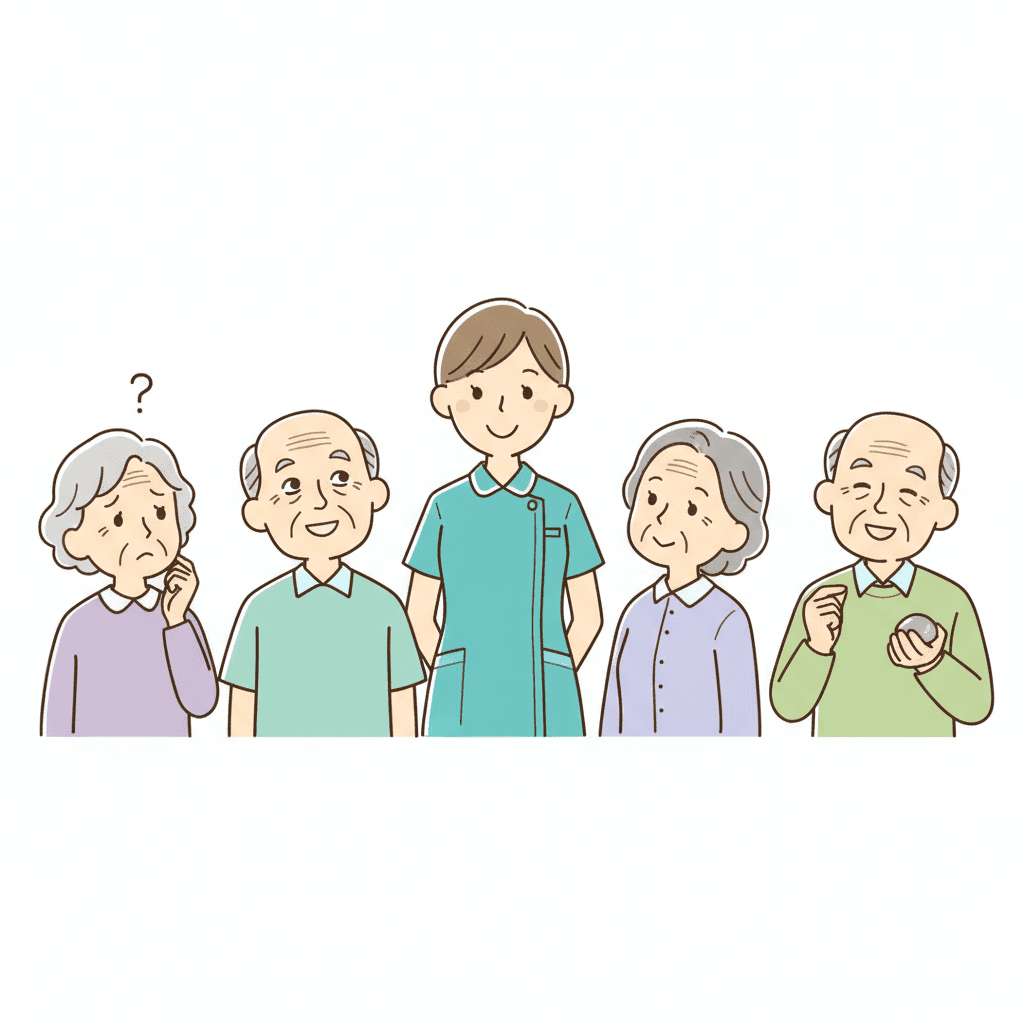 認知症の4つの種類を表すイメージイラスト