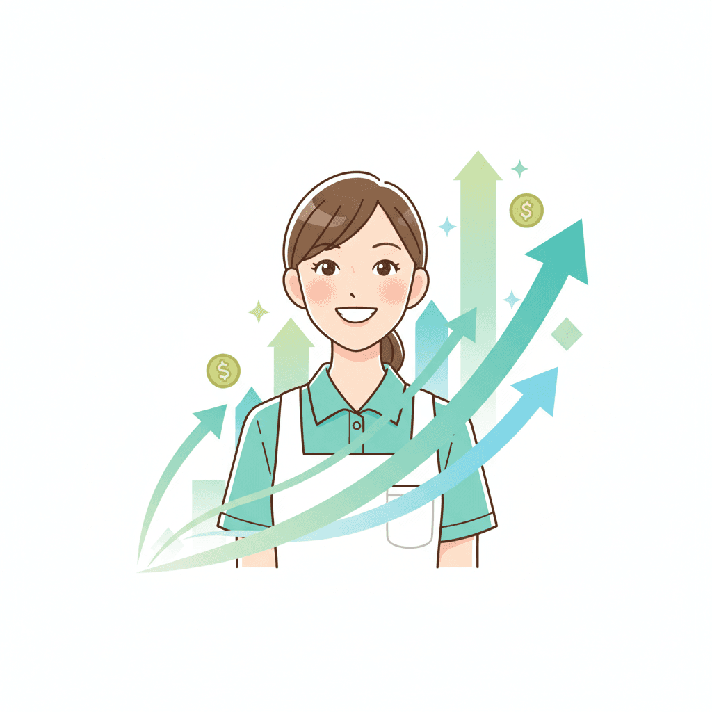 デイサービス職員の処遇改善・収入アップのイメージイラスト