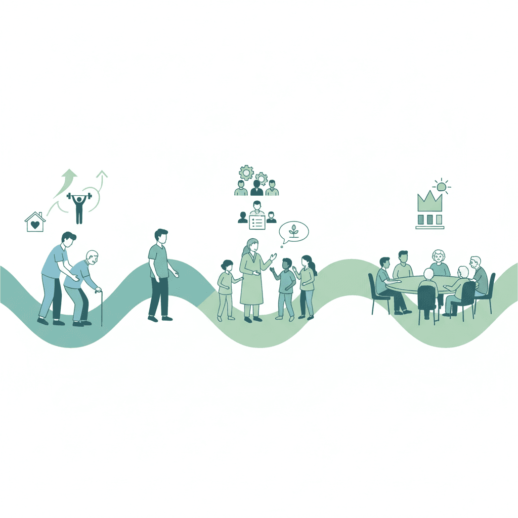 年齢別のキャリア戦略のイラスト