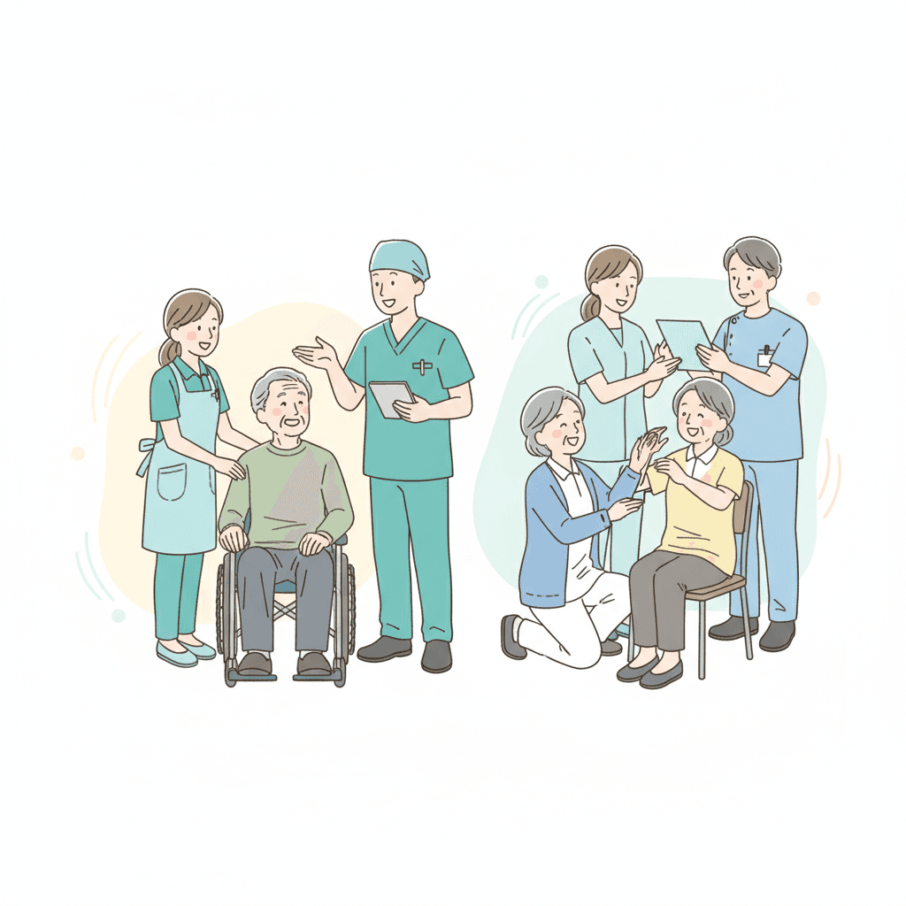 介護職の年齢構成のイラスト