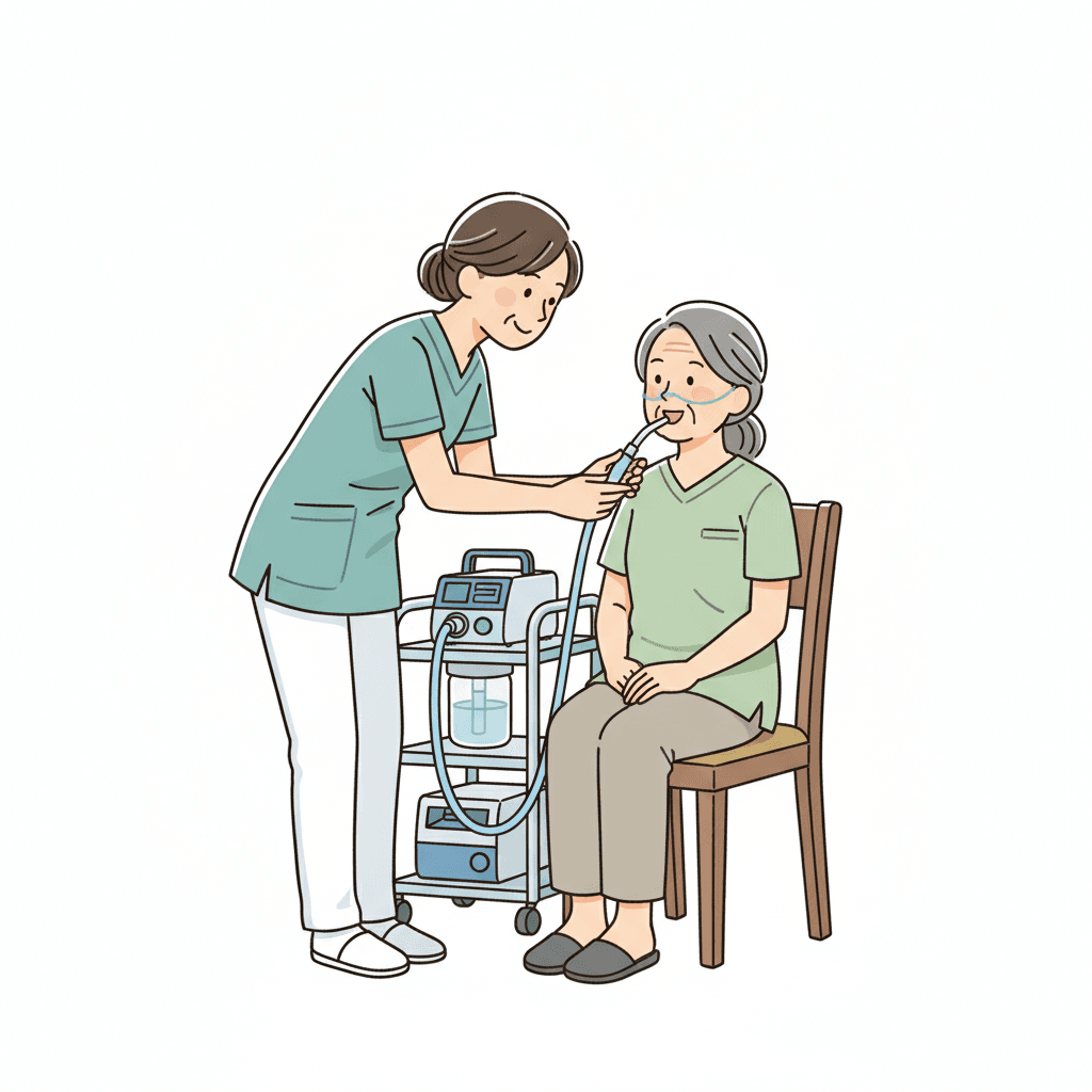 喀痰吸引等研修で学ぶ医療的ケアのイラスト