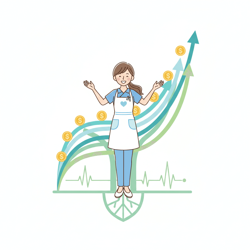 介護職の年収データのイラスト