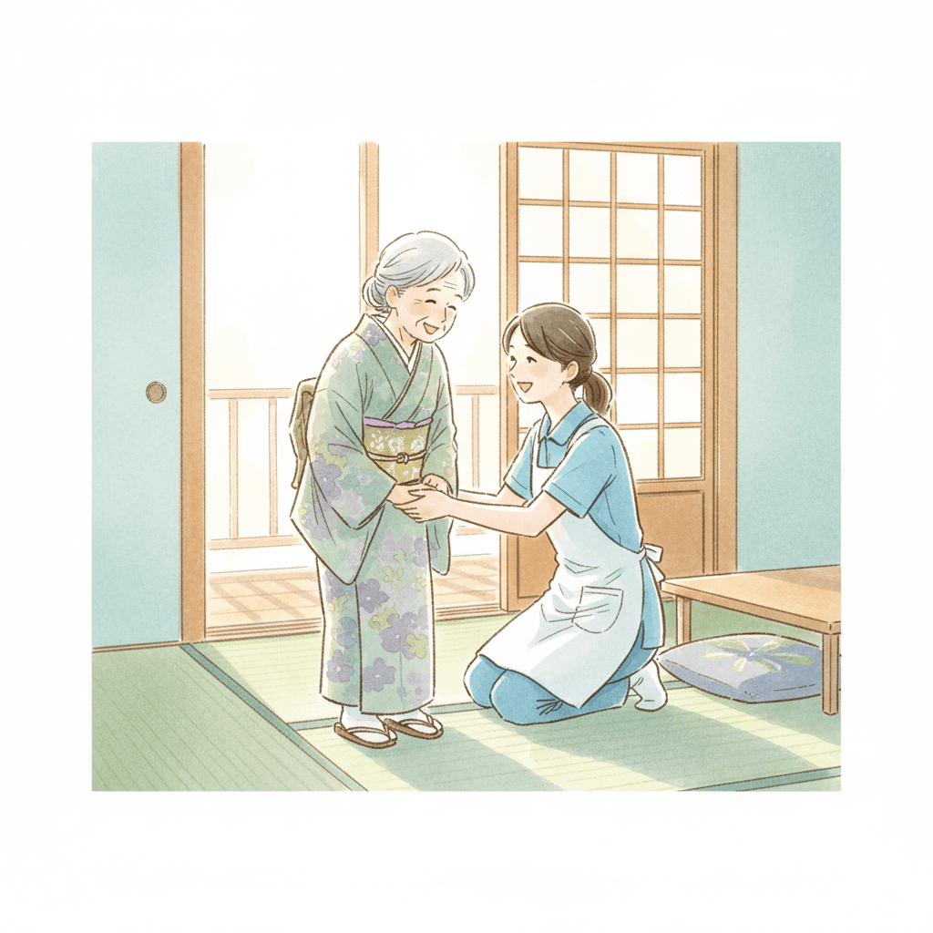 訪問介護の正社員が利用者宅でケアを提供する1日の流れのイメージ