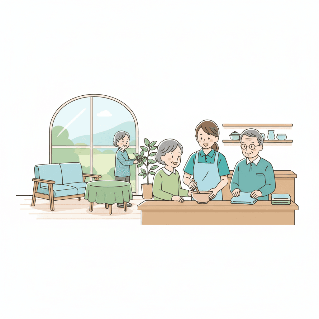 グループホームでの仕事内容のイラスト