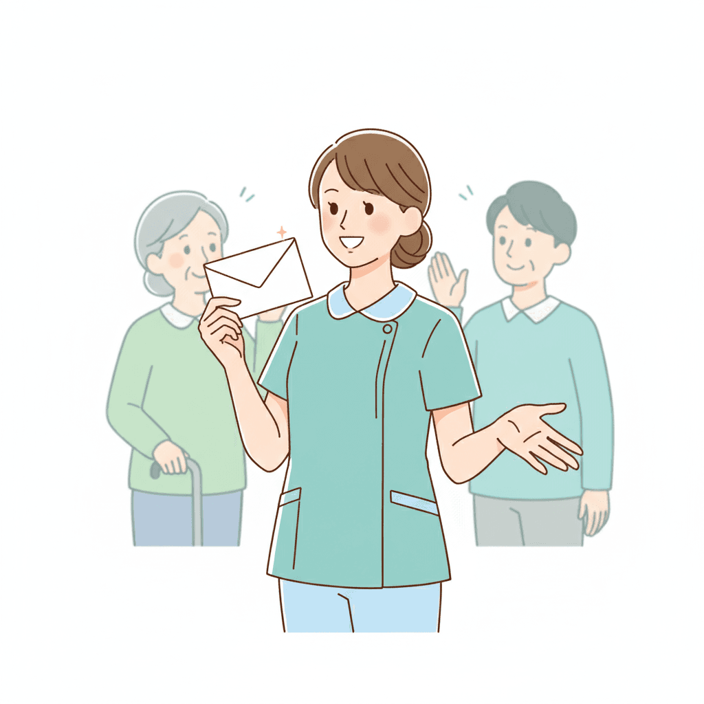 パート介護職員がボーナスを受け取るイメージイラスト