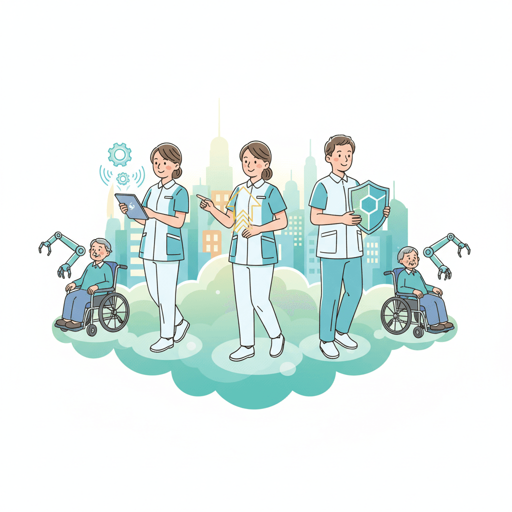 介護職へのポジティブな影響のイラスト