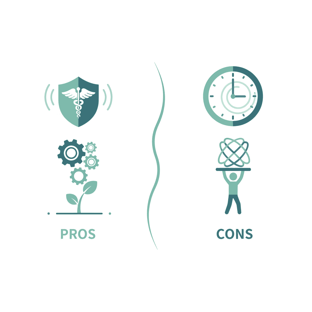 介護職正社員のメリット・デメリットのイラスト