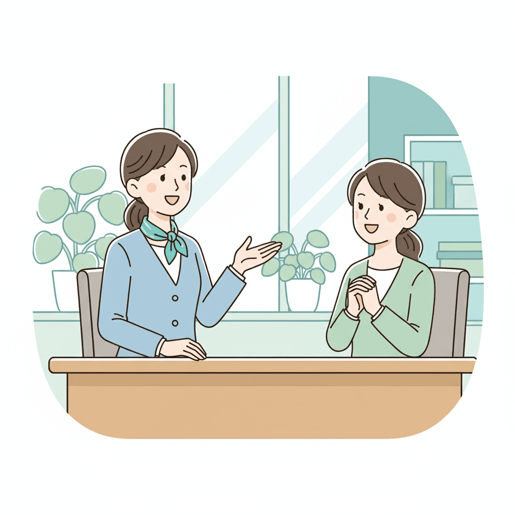 介護職の面接で志望動機を伝えるイメージイラスト