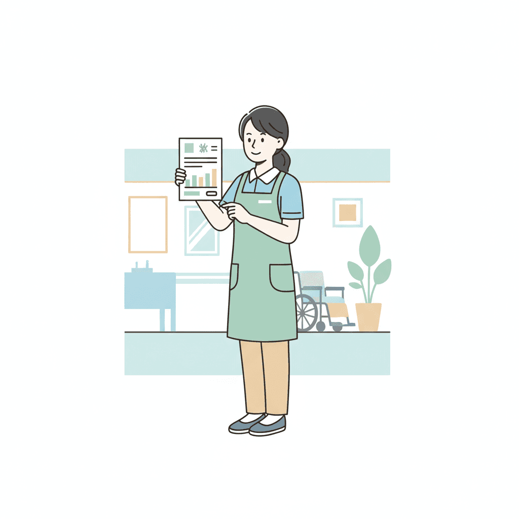 特養で働く派遣介護職員と時給相場のイラスト