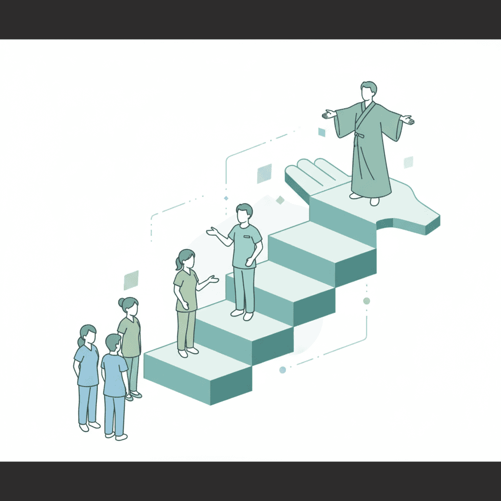 介護職のキャリアステップのイラスト