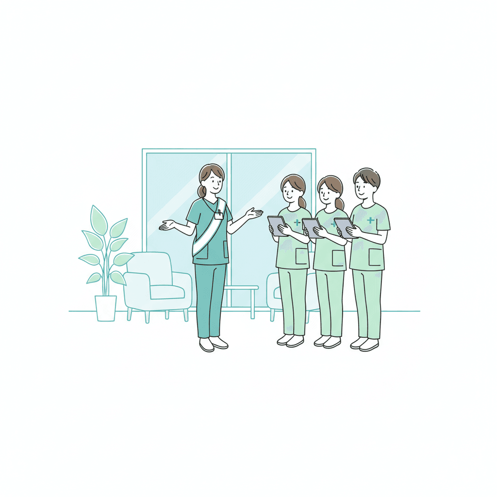 役職手当を受けるリーダー介護職のイラスト