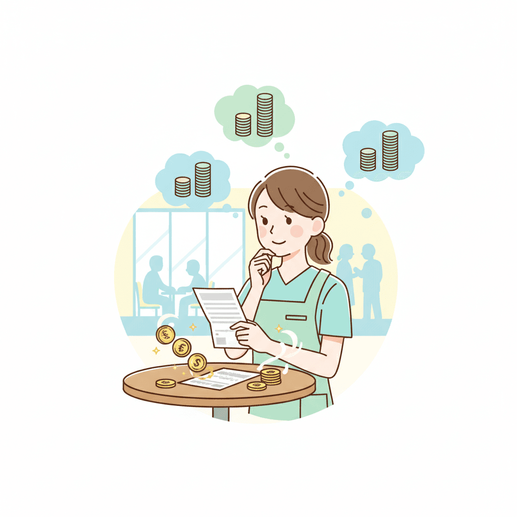 介護職の夜勤手当の施設別比較イメージイラスト