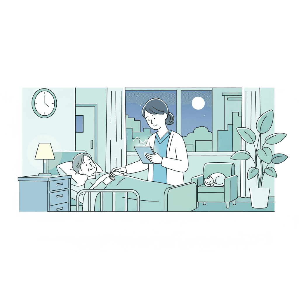 介護職の夜勤とは何かを表すイラスト