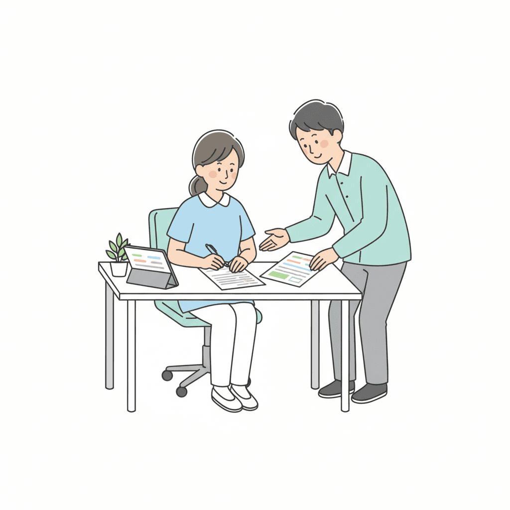 労災認定の申請手続きのイメージイラスト