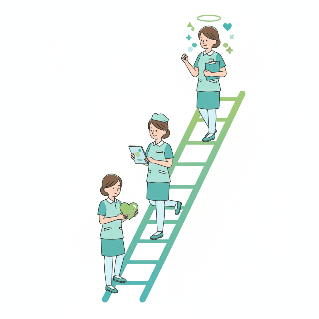 介護福祉士のキャリアアップイメージイラスト