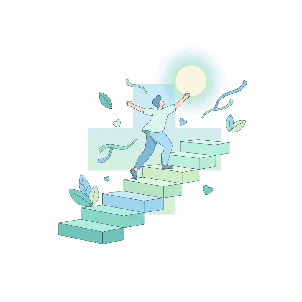 未経験から介護職を始めるステップのイラスト