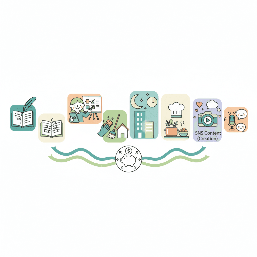 介護経験を活かせるおすすめ副業のイラスト