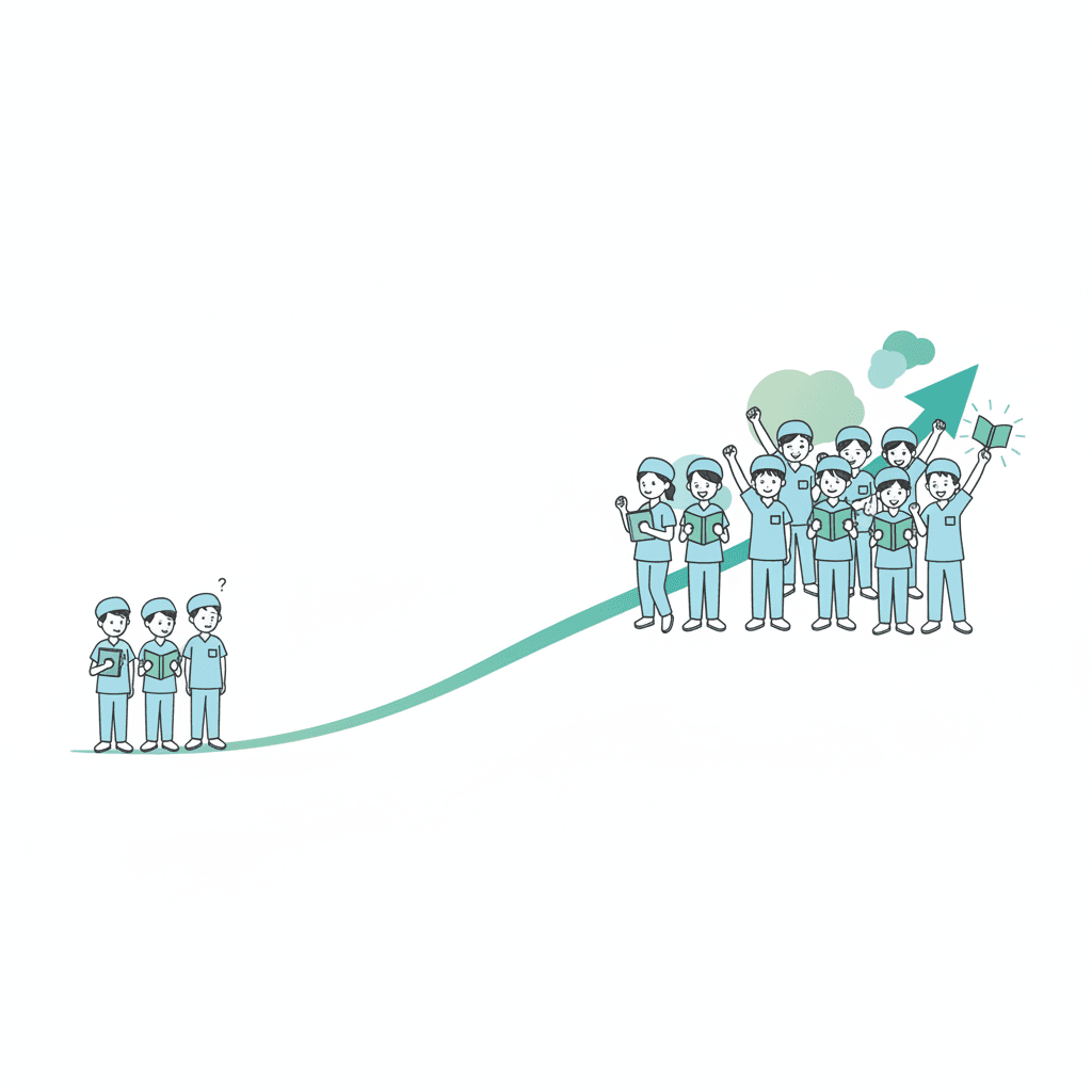 介護福祉士国家試験の合格率推移のイラスト